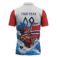 Custom Norway Viking Row - Alt for Norge Zipper Polo Shirt Norge Football Supporter Wave Edition