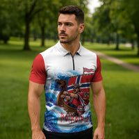 Custom Norway Viking Row - Alt for Norge Zipper Polo Shirt Norge Football Supporter Wave Edition