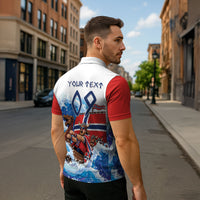 Custom Norway Viking Row - Alt for Norge Zipper Polo Shirt Norge Football Supporter Wave Edition