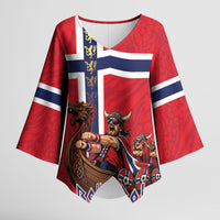 Custom Norway Viking Row - Alt for Norge Kimono Sleeve Blouse Norge Football Supporter Flag Edition