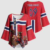 Custom Norway Viking Row - Alt for Norge Kimono Sleeve Blouse Norge Football Supporter Flag Edition
