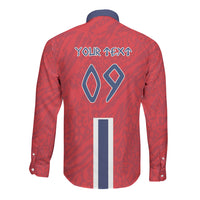 Custom Norway Viking Row - Alt for Norge Long Sleeve Button Shirt Norge Football Supporter Flag Edition