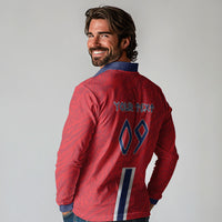 Custom Norway Viking Row - Alt for Norge Long Sleeve Polo Shirt Norge Football Supporter Flag Edition