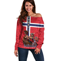 Custom Norway Viking Row - Alt for Norge Off Shoulder Sweater Norge Football Supporter Flag Edition