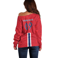 Custom Norway Viking Row - Alt for Norge Off Shoulder Sweater Norge Football Supporter Flag Edition