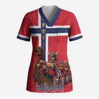 Custom Norway Viking Row - Alt for Norge Scrub Top Norge Football Supporter Flag Edition