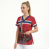 Custom Norway Viking Row - Alt for Norge Scrub Top Norge Football Supporter Flag Edition