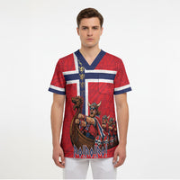Custom Norway Viking Row - Alt for Norge Scrub Top Norge Football Supporter Flag Edition