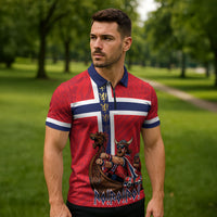 Custom Norway Viking Row - Alt for Norge Zipper Polo Shirt Norge Football Supporter Flag Edition