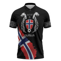 Victory or Valhalla Norway Football Personalized Zipper Polo Shirt Norge Football Supporter
