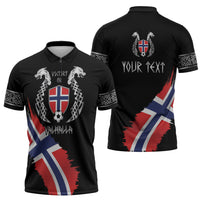Victory or Valhalla Norway Football Personalized Zipper Polo Shirt Norge Football Supporter