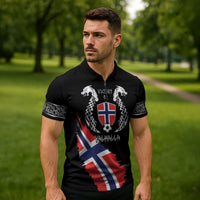 Victory or Valhalla Norway Football Personalized Zipper Polo Shirt Norge Football Supporter