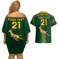 Custom Springboks Rugby Couples Matching Off Shoulder Short Dress and Hawaiian Shirt South Africa Go Champions World Cup 2023 LT9 - Wonder Print Shop