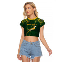 Women’s green cropped raglan rugby T-shirt with South Africa graphic