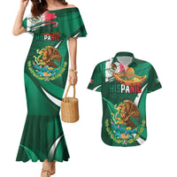Mexico Hispanic Heritage Personalized Couples Matching Mermaid Dress and Hawaiian Shirt With Aguila Mexicana LT9 - Wonder Print Shop