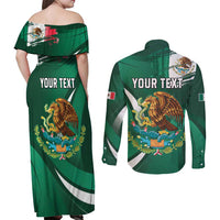 Mexico Hispanic Heritage Personalized Couples Matching Off Shoulder Maxi Dress and Long Sleeve Button Shirt With Aguila Mexicana LT9 - Wonder Print Shop