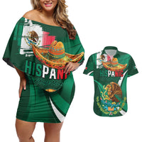 Mexico Hispanic Heritage Personalized Couples Matching Off Shoulder Short Dress and Hawaiian Shirt With Aguila Mexicana LT9 - Wonder Print Shop