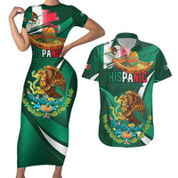 Mexico Hispanic Heritage Personalized Couples Matching Short Sleeve Bodycon Dress and Hawaiian Shirt With Aguila Mexicana LT9 - Wonder Print Shop