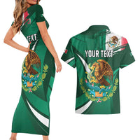 Mexico Hispanic Heritage Personalized Couples Matching Short Sleeve Bodycon Dress and Hawaiian Shirt With Aguila Mexicana LT9 - Wonder Print Shop