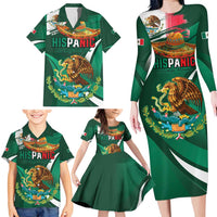 Mexico Hispanic Heritage Personalized Family Matching Long Sleeve Bodycon Dress and Hawaiian Shirt With Aguila Mexicana LT9 - Wonder Print Shop