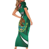 Mexico Hispanic Heritage Personalized Short Sleeve Bodycon Dress With Aguila Mexicana - Wonder Print Shop