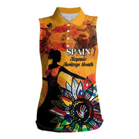 Spain Hispanic Heritage Personalized Women Sleeveless Polo Shirt - Wonder Print Shop
