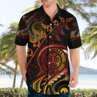 New Zealand Hawaiian Shirt Aotearoa Wisdom Face Maori Fern Tattoo Arty - Wonder Print Shop