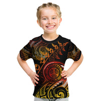 New Zealand Kid T Shirt Aotearoa Wisdom Face Maori Fern Tattoo Arty - Wonder Print Shop