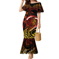 New Zealand Mermaid Dress Aotearoa Wisdom Face Maori Fern Tattoo Arty - Wonder Print Shop