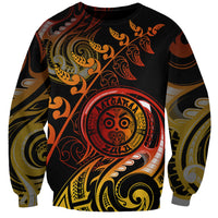 New Zealand Sweatshirt Aotearoa Wisdom Face Maori Fern Tattoo Arty - Wonder Print Shop