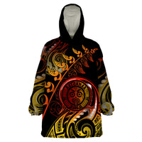New Zealand Wearable Blanket Hoodie Aotearoa Wisdom Face Maori Fern Tattoo Arty - Wonder Print Shop