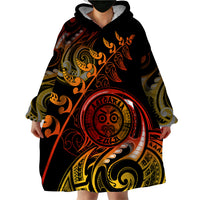 New Zealand Wearable Blanket Hoodie Aotearoa Wisdom Face Maori Fern Tattoo Arty - Wonder Print Shop
