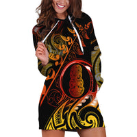 New Zealand Hoodie Dress Aotearoa Hei-Tiki Maori Fern Tattoo Arty - Wonder Print Shop
