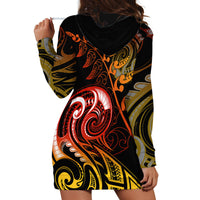 New Zealand Hoodie Dress Aotearoa Hei-Tiki Maori Fern Tattoo Arty - Wonder Print Shop