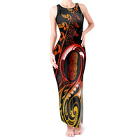 New Zealand Tank Maxi Dress Aotearoa Hei-Tiki Maori Fern Tattoo Arty - Wonder Print Shop