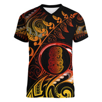 New Zealand Women V Neck T Shirt Aotearoa Hei-Tiki Maori Fern Tattoo Arty - Wonder Print Shop