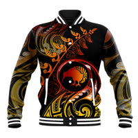 New Zealand Baseball Jacket Aotearoa Kiwi Bird Maori Fern Tattoo Arty LT9 - Wonder Print Shop