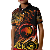 New Zealand Kid Polo Shirt Aotearoa Kiwi Bird Maori Fern Tattoo Arty - Wonder Print Shop