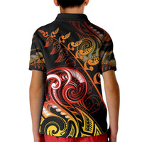 New Zealand Kid Polo Shirt Aotearoa Kiwi Bird Maori Fern Tattoo Arty - Wonder Print Shop