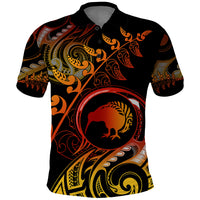 New Zealand Polo Shirt Aotearoa Kiwi Bird Maori Fern Tattoo Arty - Wonder Print Shop