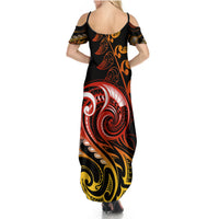 New Zealand Summer Maxi Dress Aotearoa Kiwi Bird Maori Fern Tattoo Arty - Wonder Print Shop