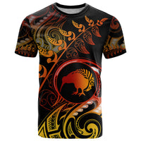 New Zealand T Shirt Aotearoa Kiwi Bird Maori Fern Tattoo Arty - Wonder Print Shop