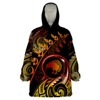New Zealand Wearable Blanket Hoodie Aotearoa Kiwi Bird Maori Fern Tattoo Arty - Wonder Print Shop