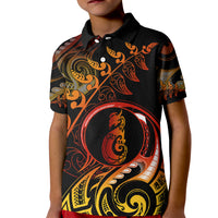 New Zealand Kid Polo Shirt Aotearoa Manaia Maori Fern Tattoo Arty - Wonder Print Shop