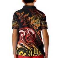 New Zealand Kid Polo Shirt Aotearoa Manaia Maori Fern Tattoo Arty - Wonder Print Shop