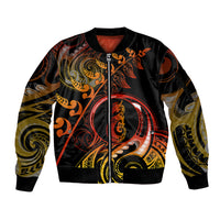 New Zealand Sleeve Zip Bomber Jacket Aotearoa Manaia Maori Fern Tattoo Arty - Wonder Print Shop