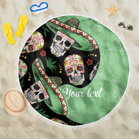 Mexican Sugar Skull Personalized Beach Blanket Dia de Los Muertos Vibe LT9 - Wonder Print Shop