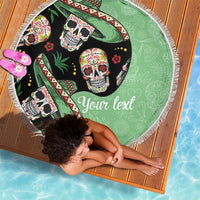 Mexican Sugar Skull Personalized Beach Blanket Dia de Los Muertos Vibe LT9 - Wonder Print Shop