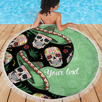 Mexican Sugar Skull Personalized Beach Blanket Dia de Los Muertos Vibe LT9 - Wonder Print Shop