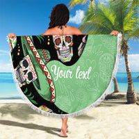 Mexican Sugar Skull Personalized Beach Blanket Dia de Los Muertos Vibe LT9 - Wonder Print Shop